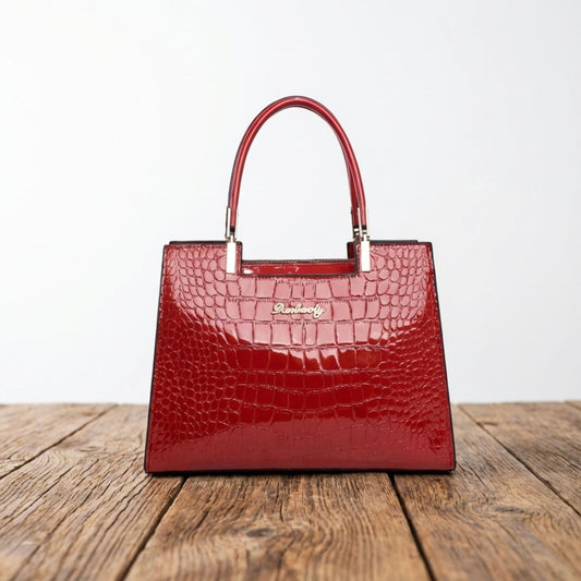 Shiny crocodile handbag