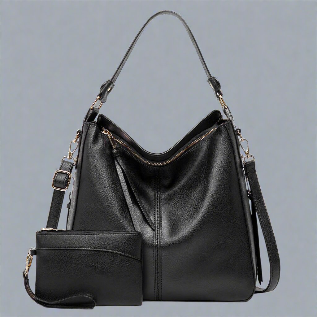 Cecile | Elegant leather messenger bag with large interior-Elly Rose