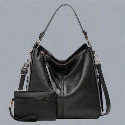 Cecile | Elegant leather messenger bag with large interior-Elly Rose