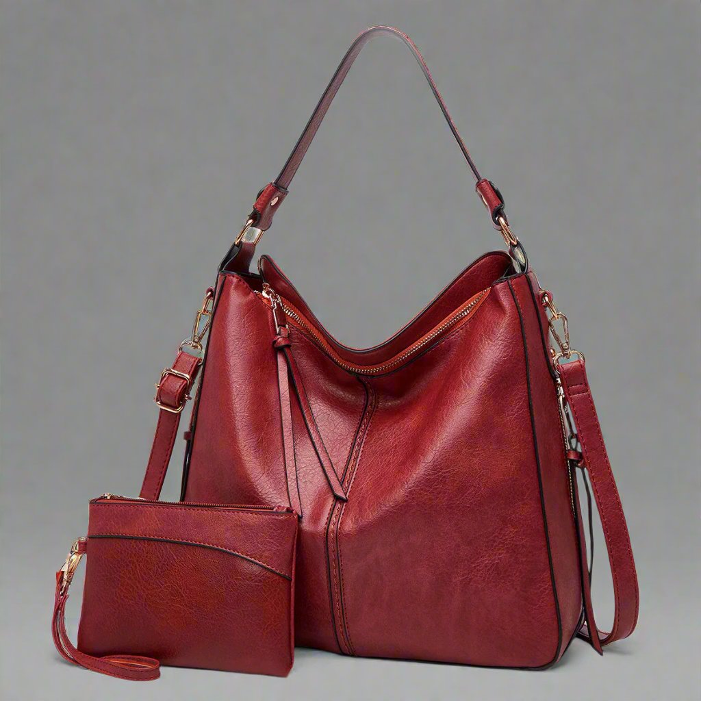 Cecile | Elegant leather messenger bag with large interior-Elly Rose