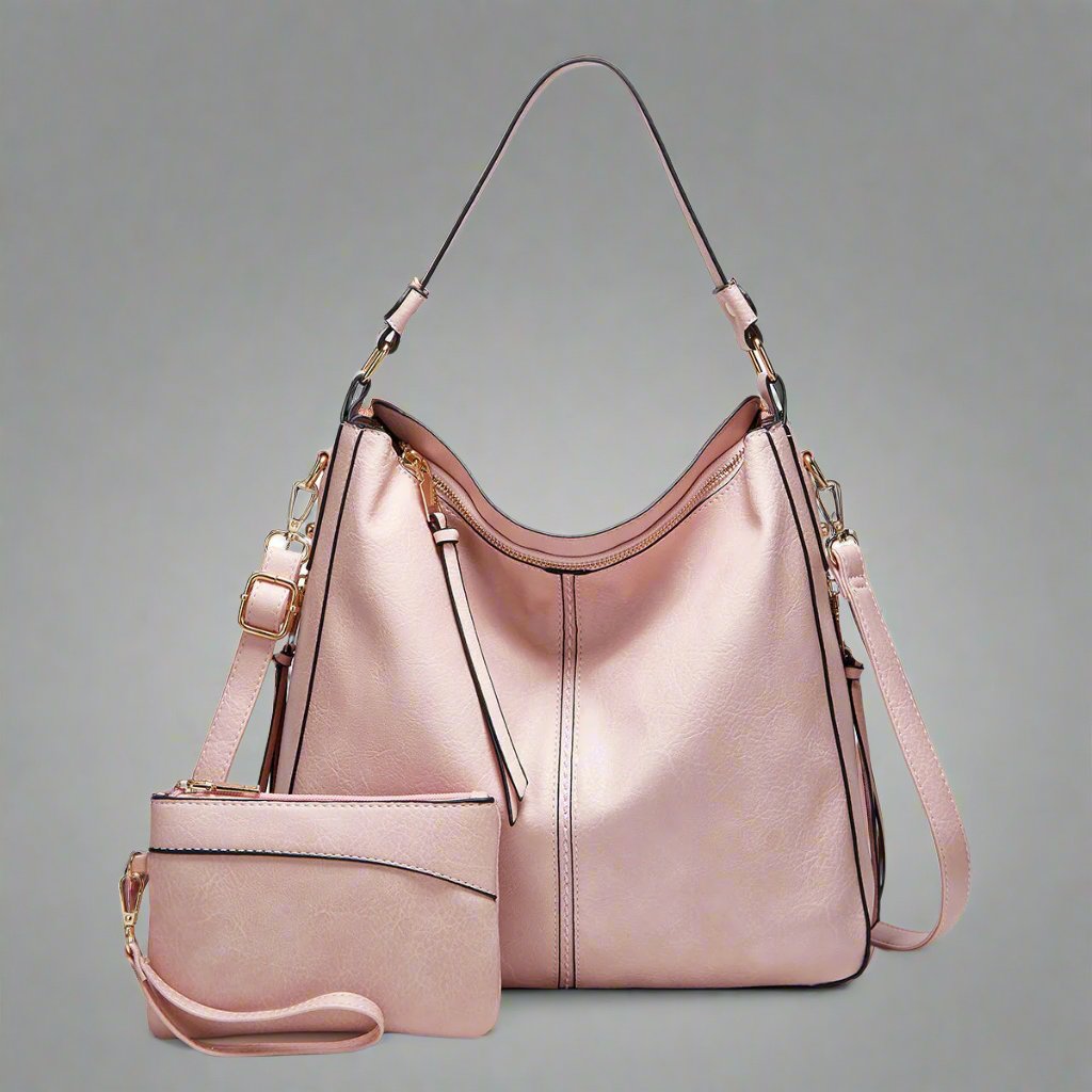 Cecile | Elegant leather messenger bag with large interior-Elly Rose