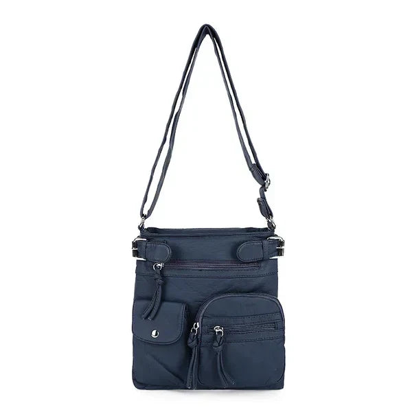 Zara | Soft leather shoulder bag with multiple compartments.-Elly Rose
