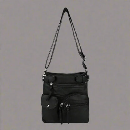 Zara | Soft leather shoulder bag with multiple compartments.-Elly Rose