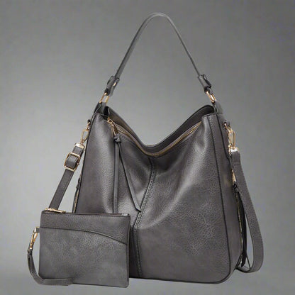 Cecile | Elegant leather messenger bag with large interior-Elly Rose