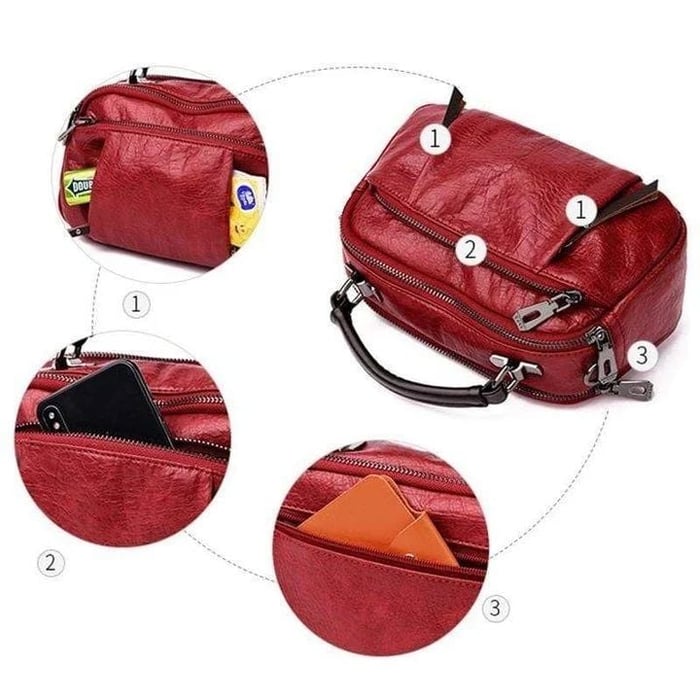 Tanja | Handmade soft leather bag with several compartments-Elly Rose