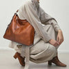 Cecile | Elegant leather messenger bag with large interior-Elly Rose