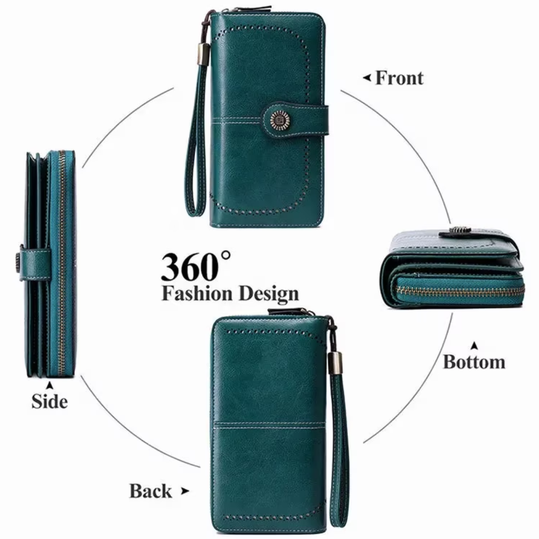 Leather wallet with strap | Large capacity-Elly Rose