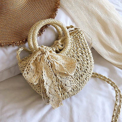 Melody - brown hollow wicker bag-Elly Rose