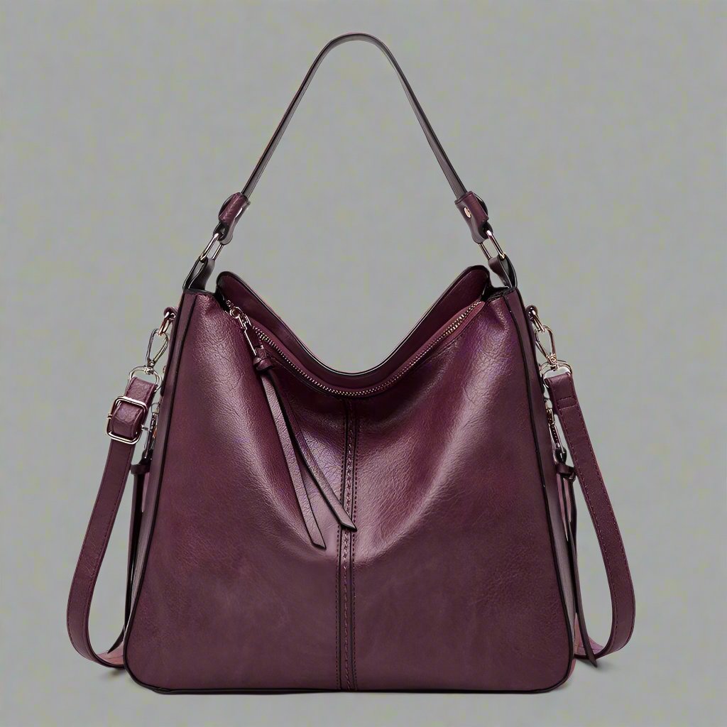Cecile | Elegant leather messenger bag with large interior-Elly Rose