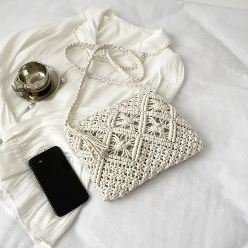 ByMave - Crocheted wicker bag with tassels-Elly Rose