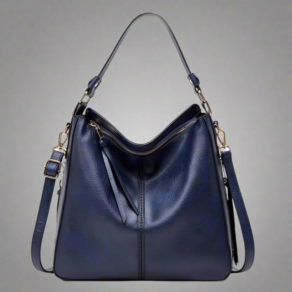 Cecile | Elegant leather messenger bag with large interior-Elly Rose