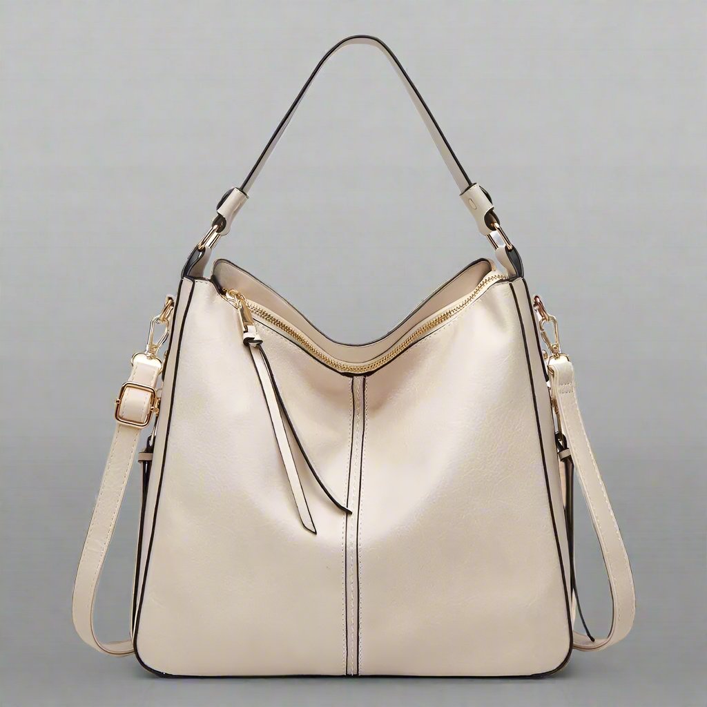 Cecile | Elegant leather messenger bag with large interior-Elly Rose