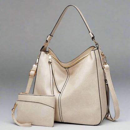 Cecile | Elegant leather messenger bag with large interior-Elly Rose