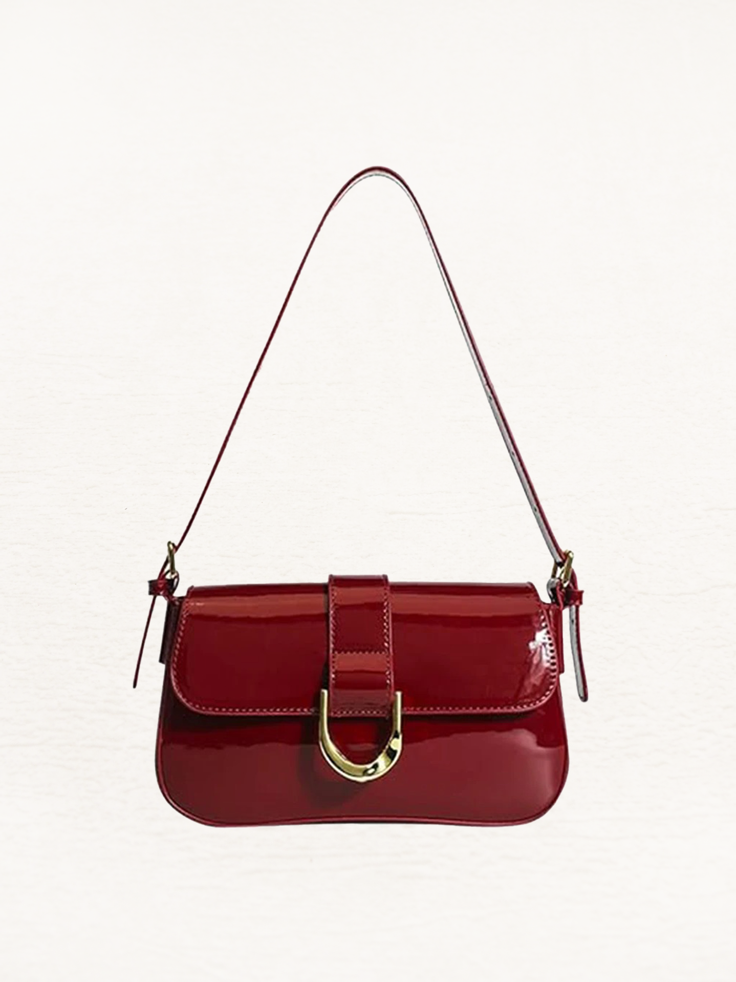 Beatrice Patent Leather Shoulder Bag Ladies | Handbag | Design Crossbody Bag Burgundy Red-Elly Rose
