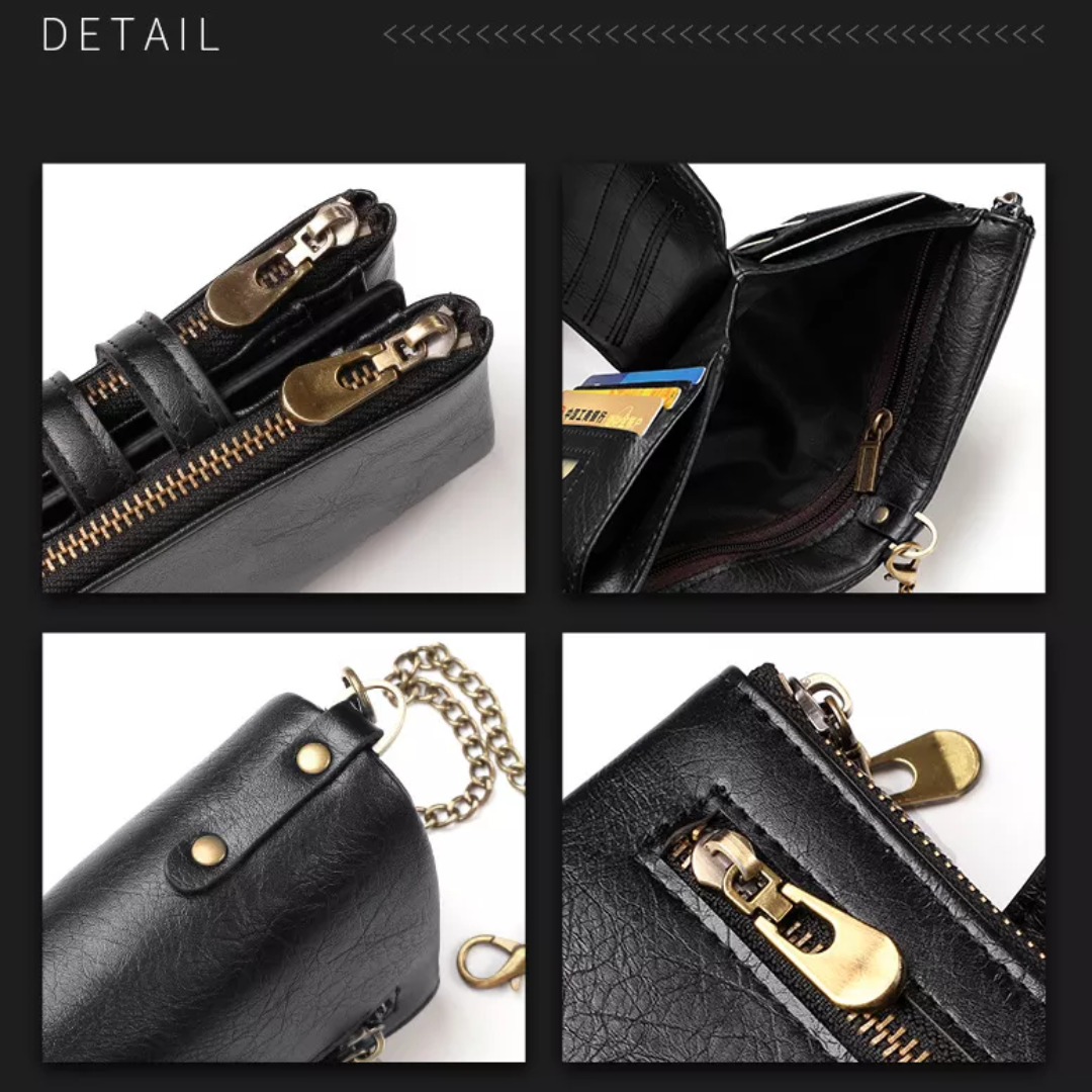 Retro leather wallet | With cool chain!-Elly Rose