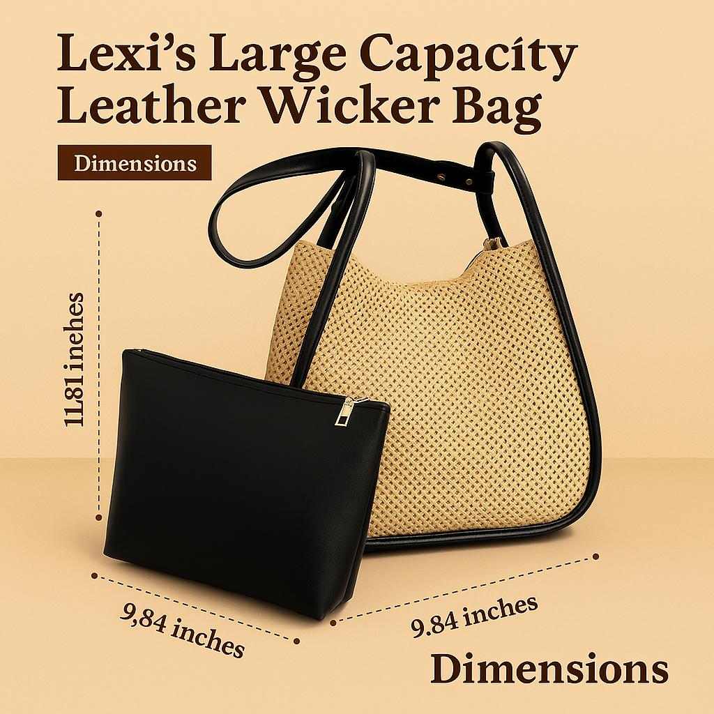 Lexi's Large Capacity Leather Wicker Bag
