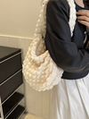 Drew Ladies Pleated Fabric Shoulder Bag | Shopper Cream White-Elly Rose