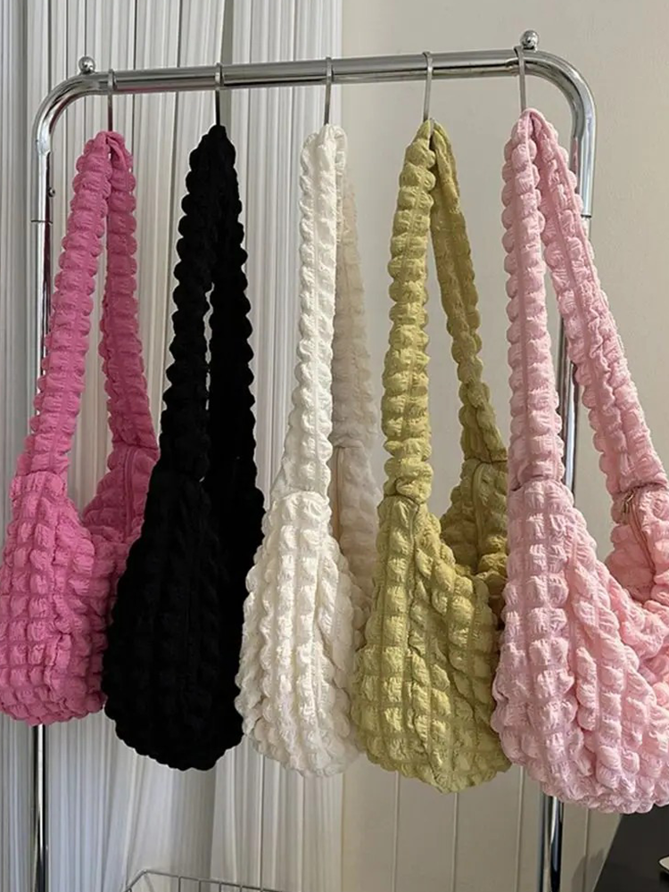 Drew Ladies Pleated Fabric Shoulder Bag | Shopper Pink-Elly Rose