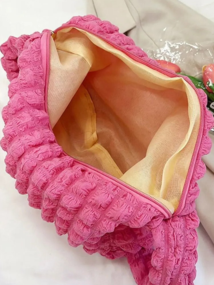 Drew Ladies Pleated Fabric Shoulder Bag | Shopper Pink-Elly Rose