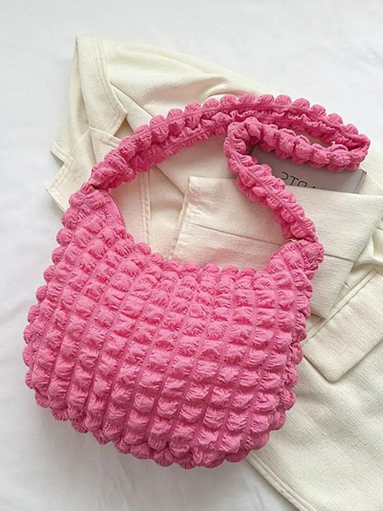 Drew Ladies Pleated Fabric Shoulder Bag | Shopper Pink-Elly Rose