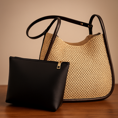 Lexi's Large Capacity Leather Wicker Bag