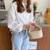 Trendy woven straw backpack-Elly Rose