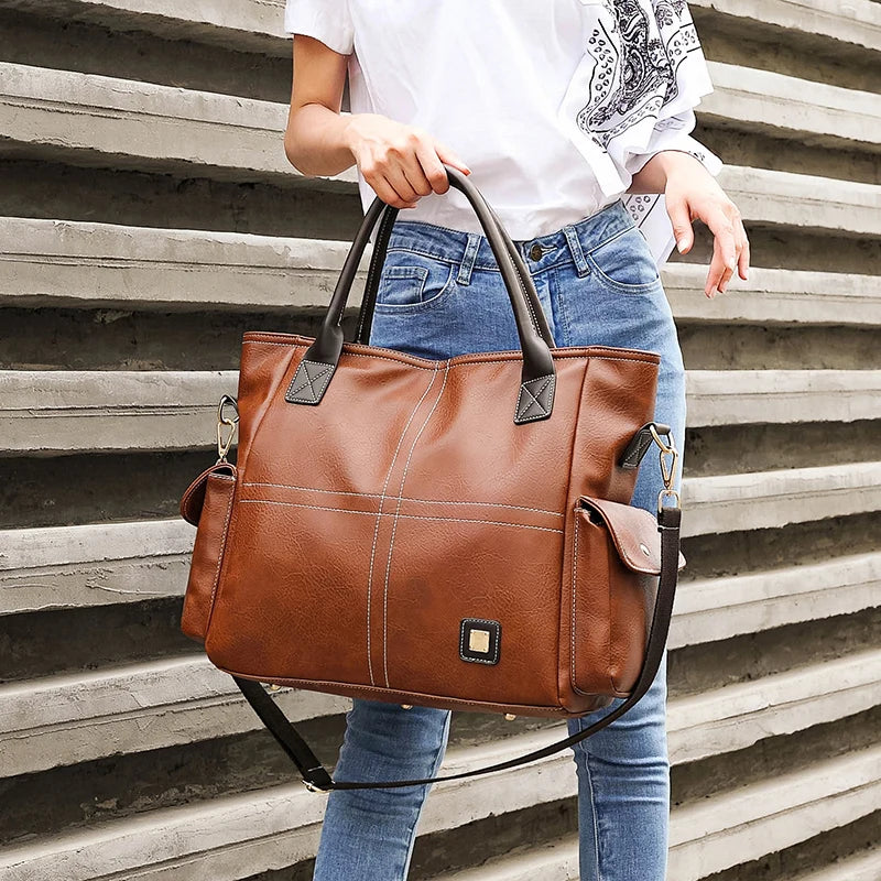 Svala | Large leather tote bag-Elly Rose