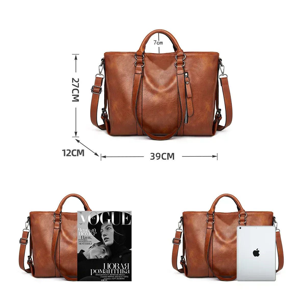 Sign | "Large leather shoulder bag".-Elly Rose