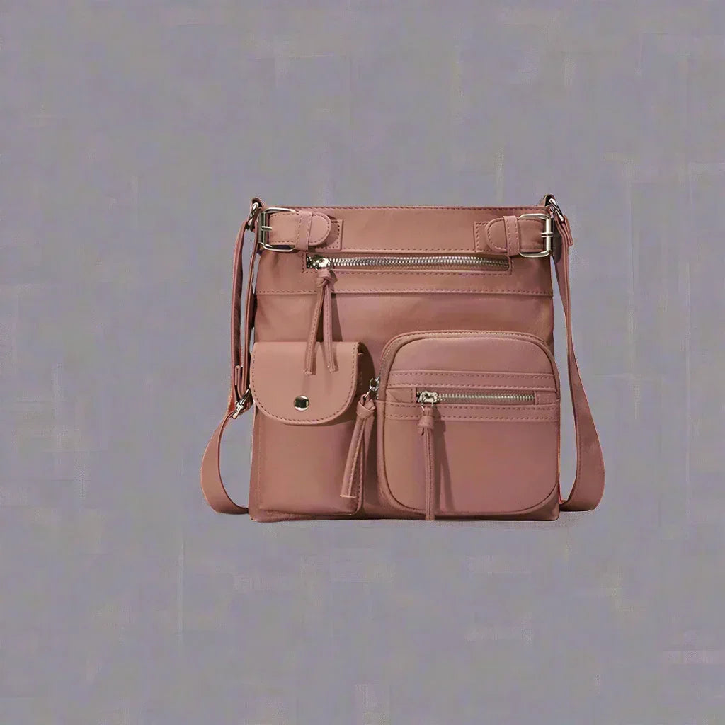 Zara | Soft leather shoulder bag with multiple compartments.-Elly Rose