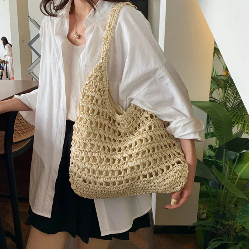 Lumina wicker shoulder bag-Elly Rose