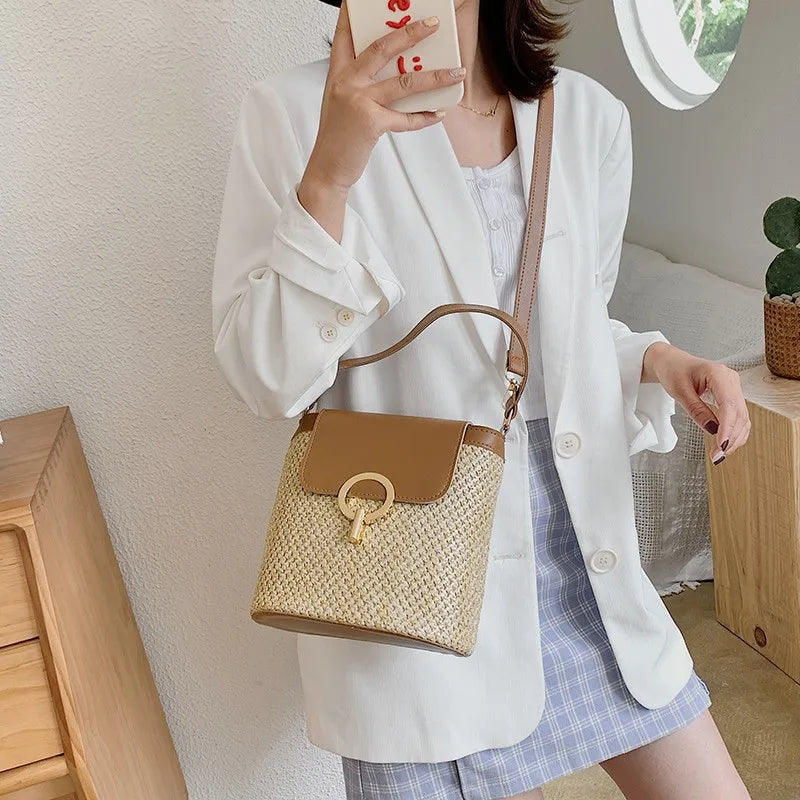 ChicBreeze Small straw embroidery bags for women-Elly Rose