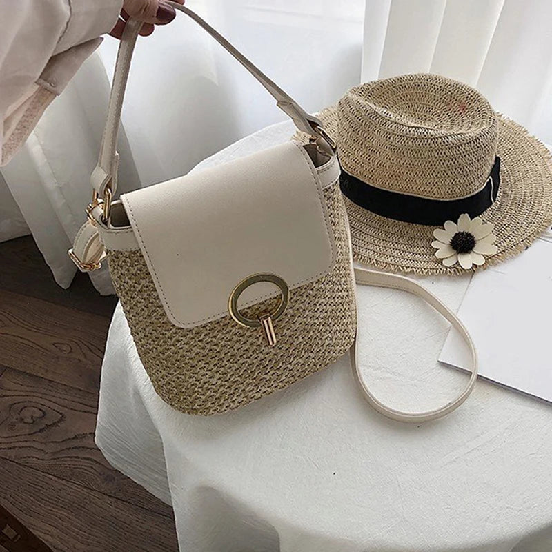 ChicBreeze Small straw embroidery bags for women-Elly Rose
