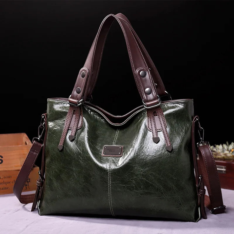 Augusta | Soft leather bag with two handles and elegant details.-Elly Rose