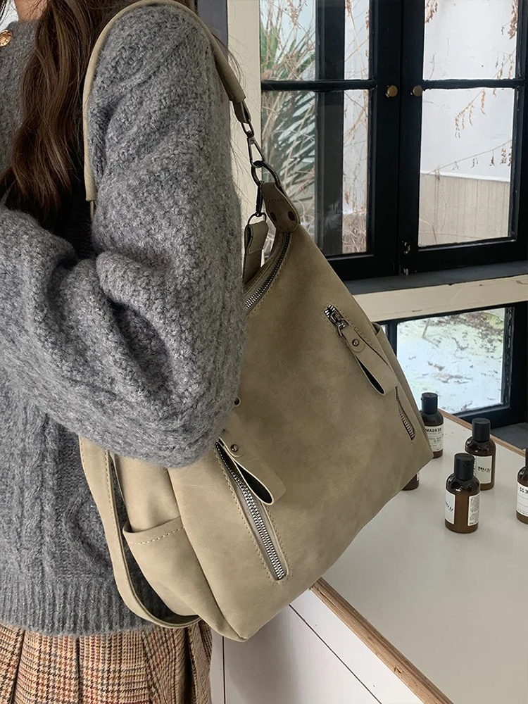 Sarah | Large Leather Shoulder Bag | Retro Handbag-Elly Rose