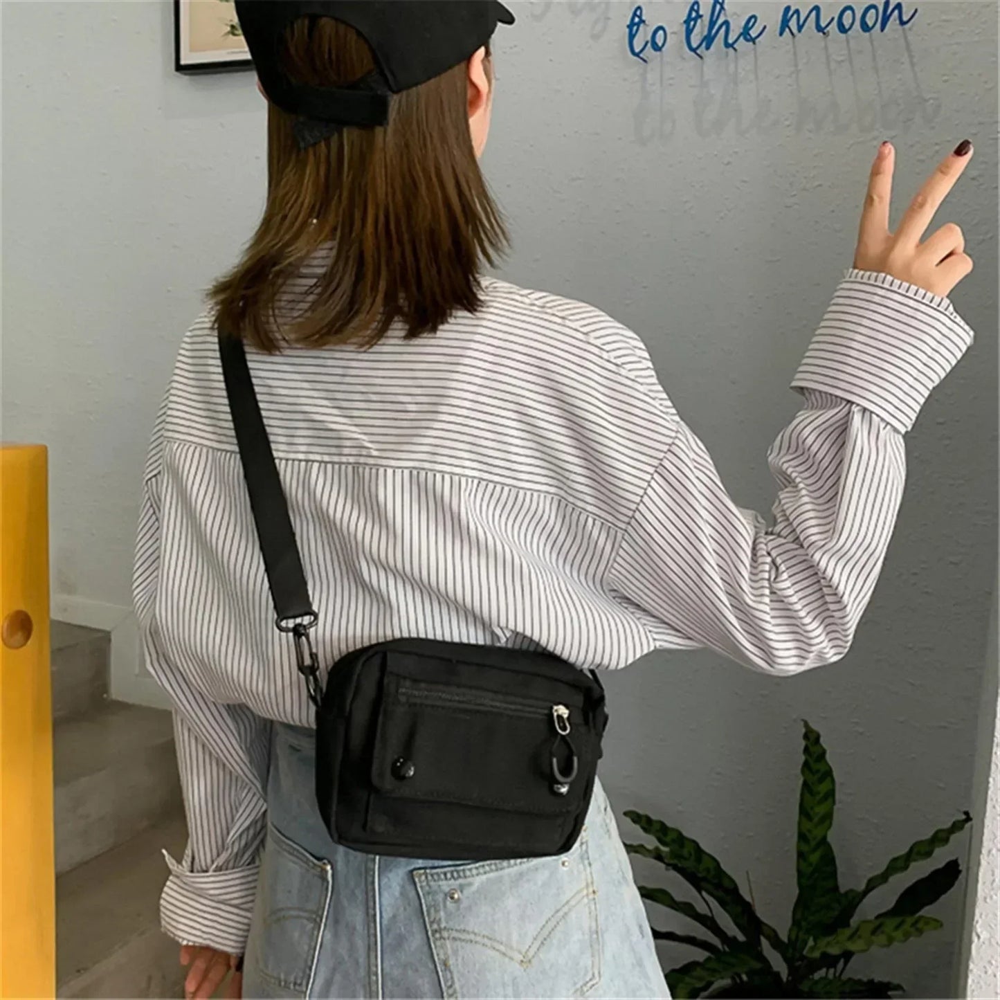 Vivella canvas messenger bag for women-Elly Rose