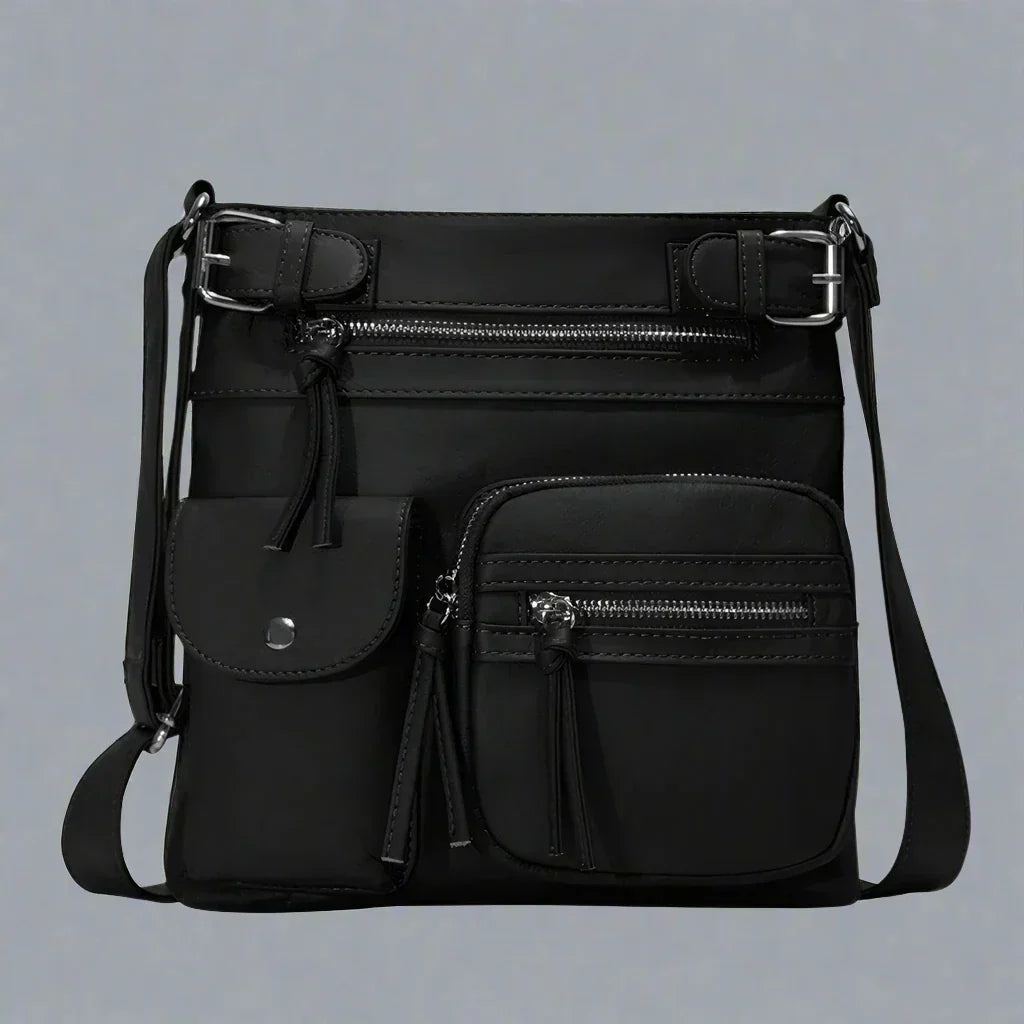 Zara | Soft leather shoulder bag with multiple compartments.-Elly Rose