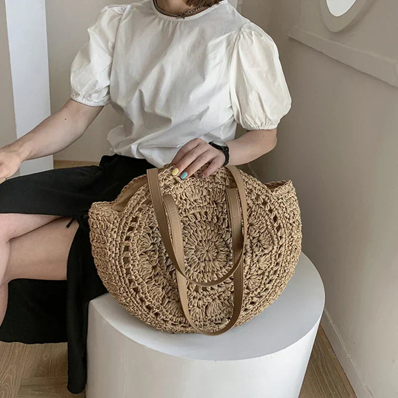 Zoë | Elegant and multifunctional handmade straw bag-Elly Rose