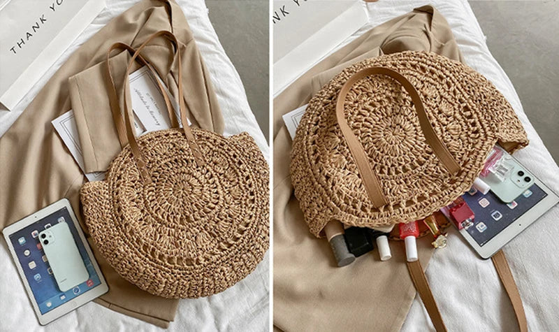 Zoë | Elegant and multifunctional handmade straw bag-Elly Rose