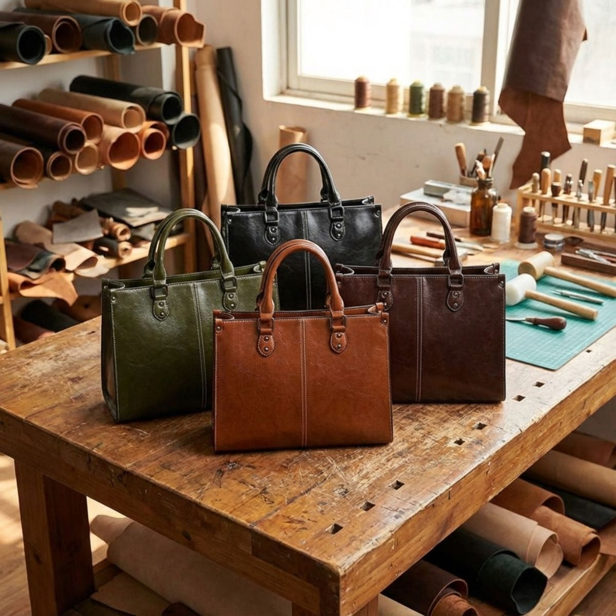 Elina | Elegant Oil Wax Cowhide Tote