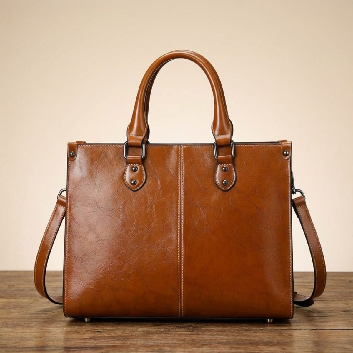 Elina | Elegant Oil Wax Cowhide Tote