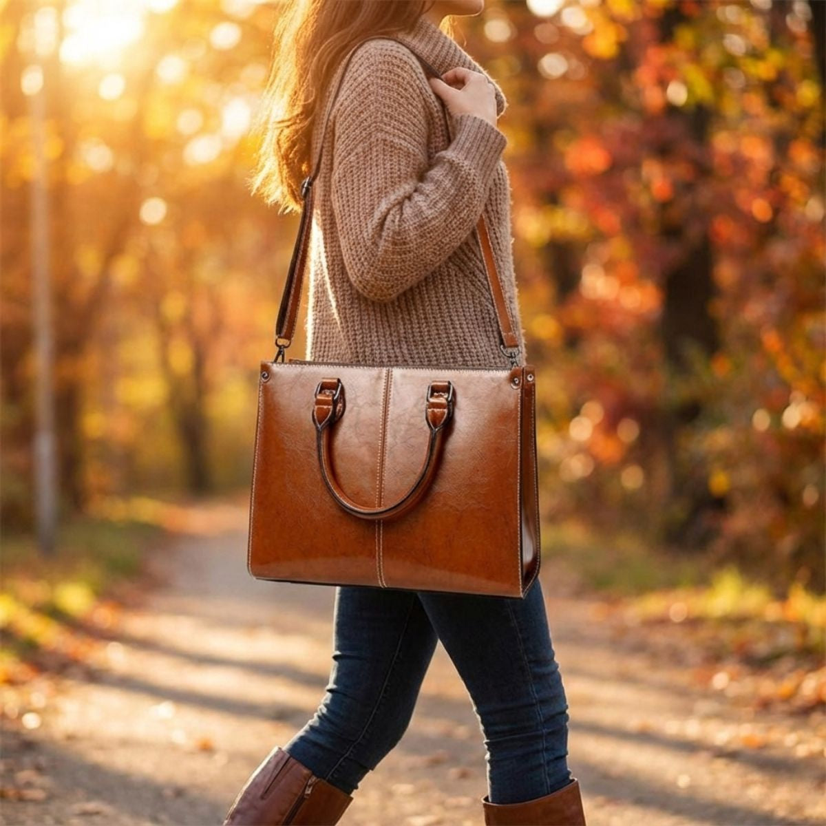 Elina | Elegant Oil Wax Cowhide Tote