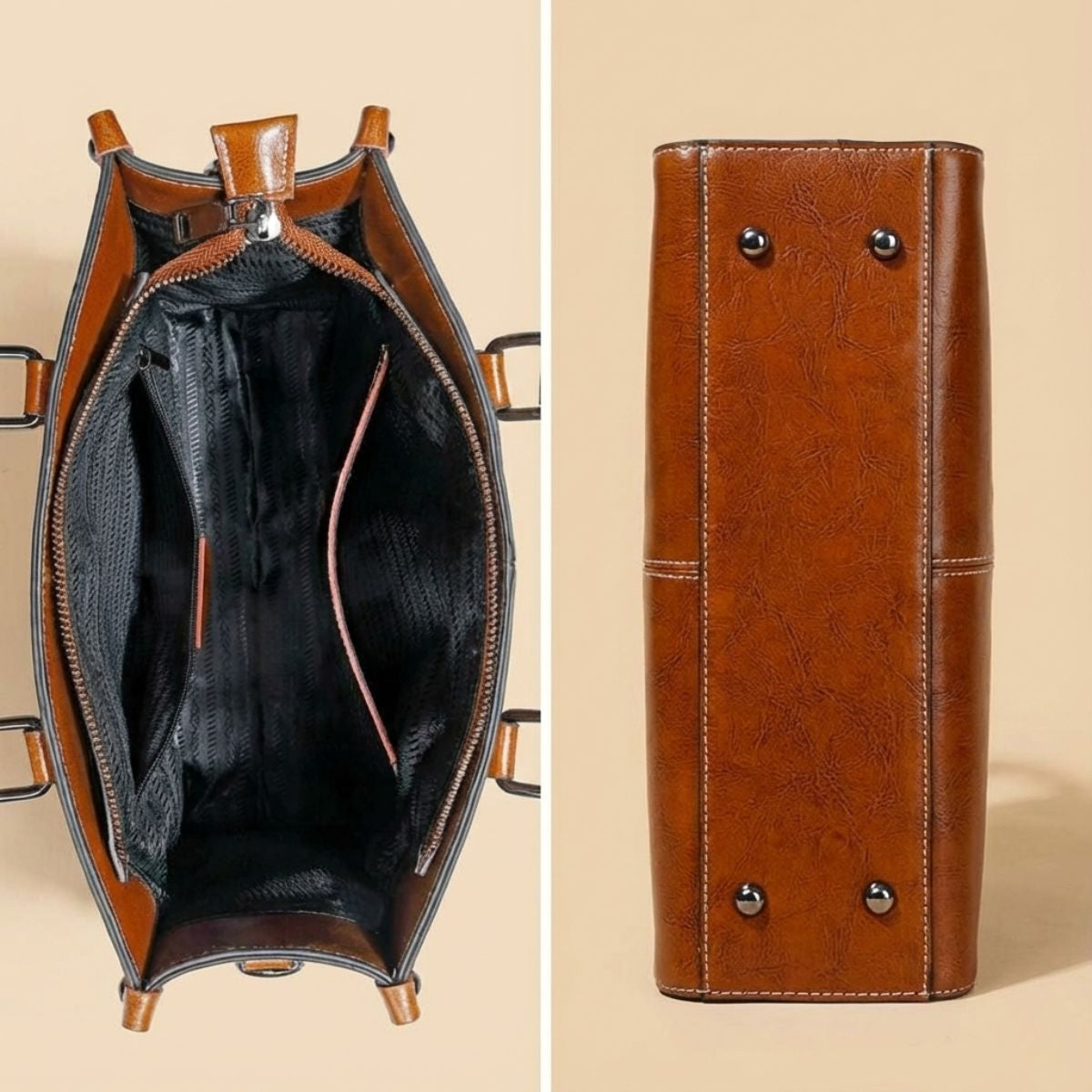 Elina | Elegant Oil Wax Cowhide Tote