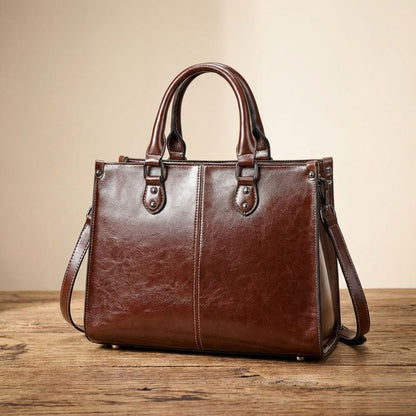 Elina | Elegant Oil Wax Cowhide Tote