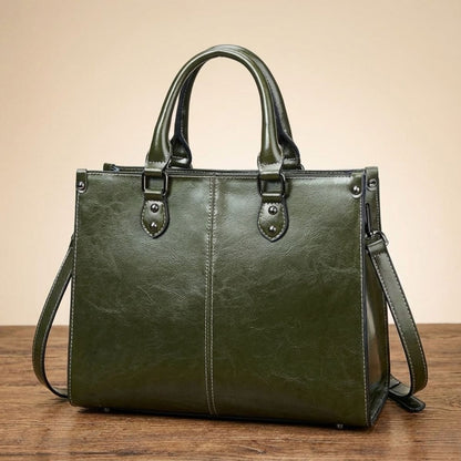 Elina | Elegant Oil Wax Cowhide Tote