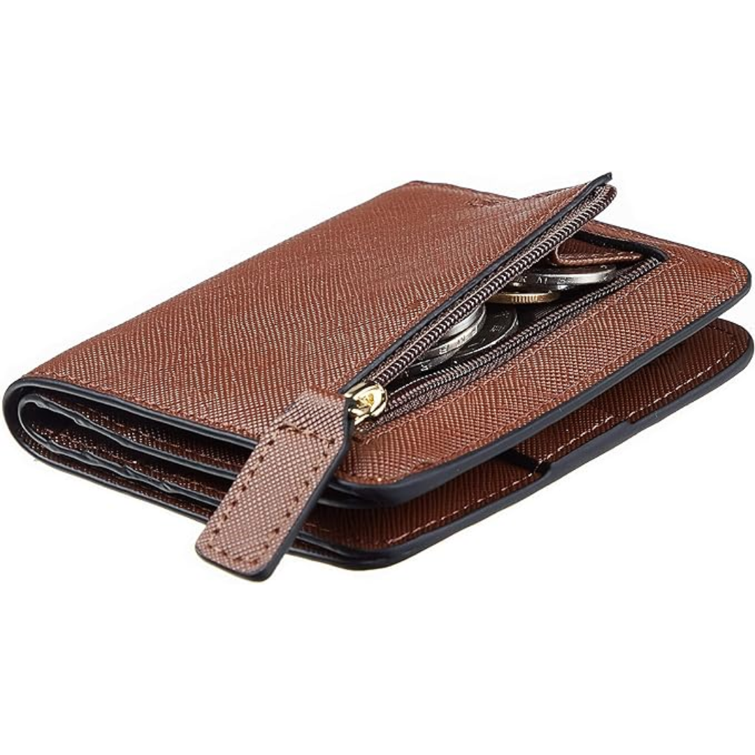 Deluxe leather compact wallet for ladies with RFID blocking - Elvira-Elly Rose