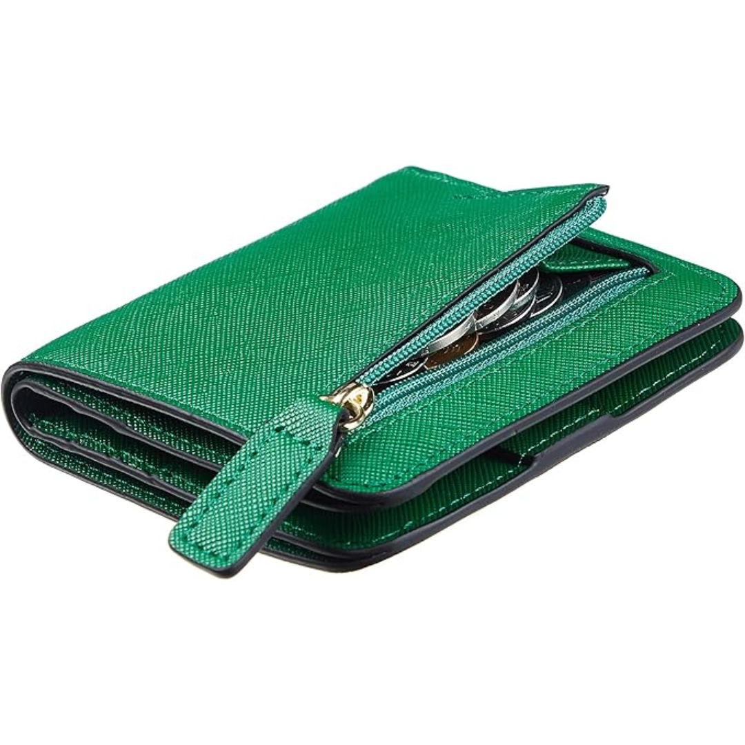 Deluxe leather compact wallet for ladies with RFID blocking - Elvira-Elly Rose