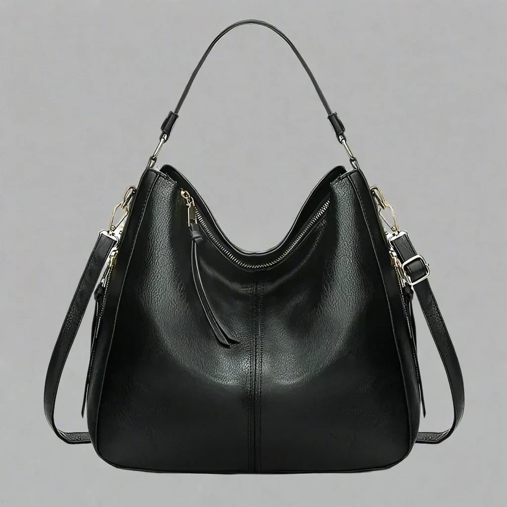 Cecile | Elegant leather messenger bag with large interior-Elly Rose