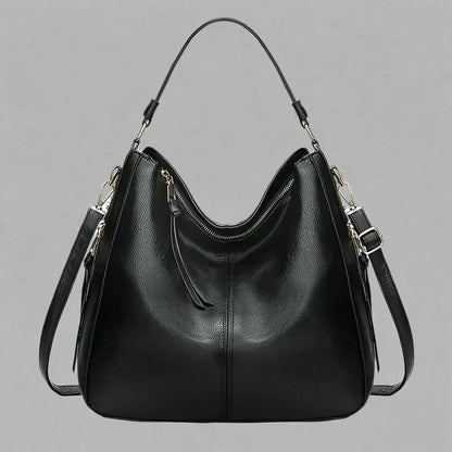 Cecile | Elegant leather messenger bag with large interior-Elly Rose