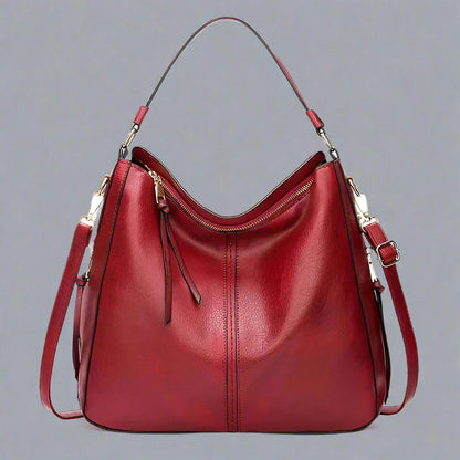 Cecile | Elegant leather messenger bag with large interior-Elly Rose