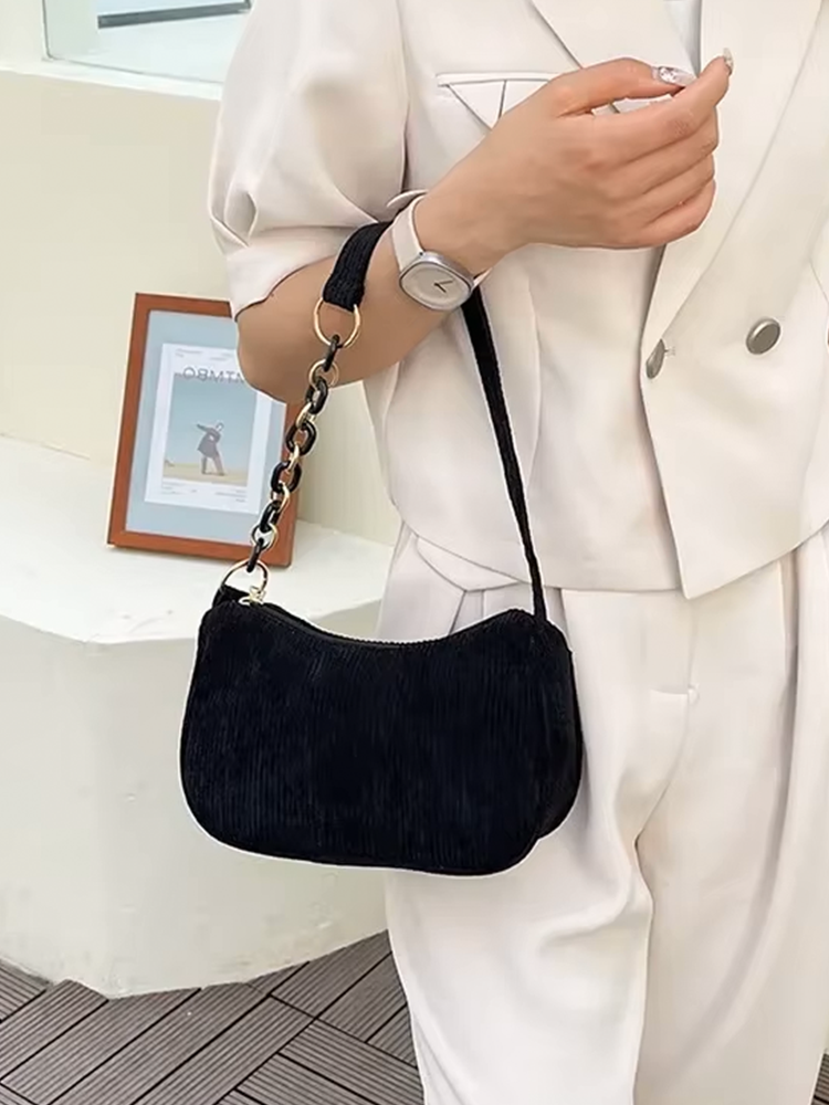 Violet Coduroy Shoulder bag | Handbag | Vintage Clutch Black-Elly Rose